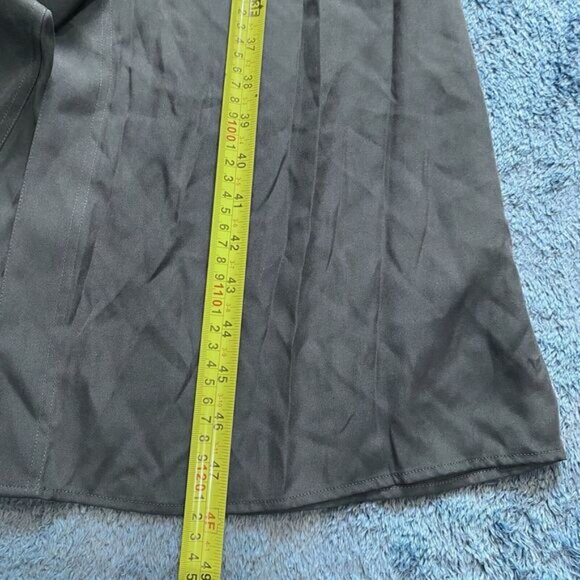 VINCE Women's  Silk Mandarin Collar Button Down Shirt XL Green Belt Pockets - Picture 4 of 10